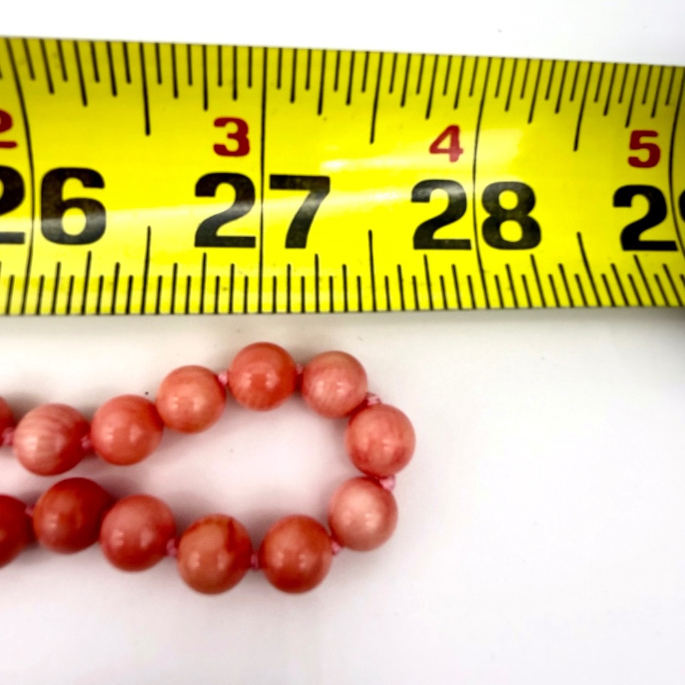 Vintage 56" Genuine Angel Skin Coral Necklace Hand Knotted 8.5mm Beads 124g - Picture 11 of 13